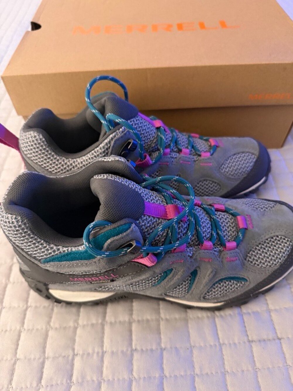 Merrell Yokota 2 Mid Waterproof Hiking Shoes Gray Pink Women's 8.5